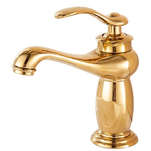 Gold sink faucet bathroom single handle mitigeur laiton antique lavabo