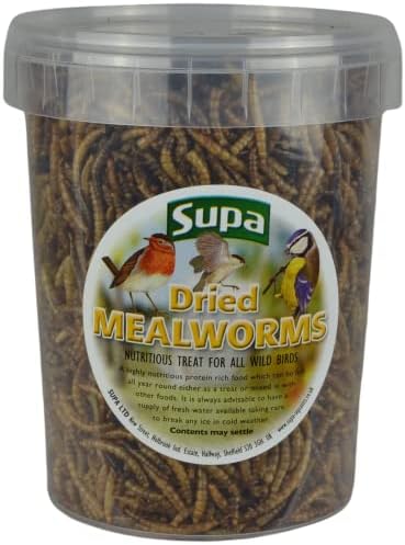 Supa Dried Mealworms for Wild Birds, 1 Litre Bucket | High Energy Protein Rich Treat For Garden Birds | Attract More Birds To Your Garden | Quality Wild Bird Food