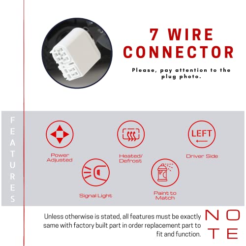 Spieg To1320295 Driver Side Mirror Replacement For Toyota Corolla 2014 - 2019 Power Heated Manual Folding Turn Signal Light Ptm White 7 Pin Left ( Lh ) #TOP6