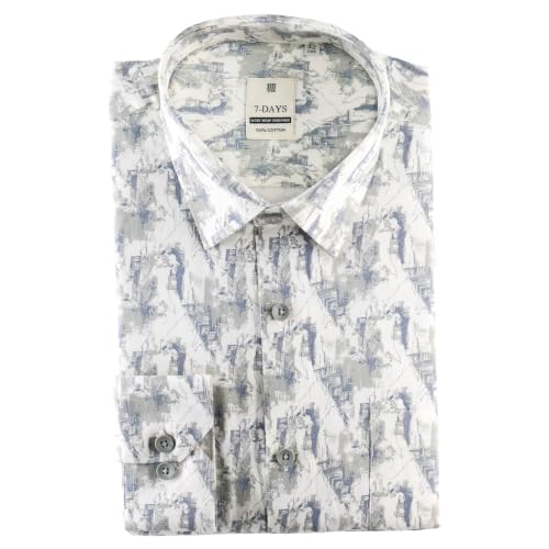 Image of 7-DAYS Men's Premium Printed Shirt - 100% Cotton, Regular Fit, Full Sleeve, with Pocket - Versatile for Formal Occasions and Casual Wear