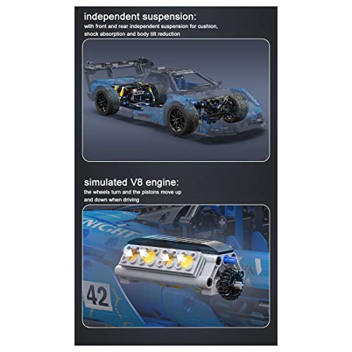 Dr.Bricks CADA C63003W Technik 1/10 Sportwagen Modellbausteine, Rennauto kompatibel mit Lego Technic - 2088 Teile – Bild 8