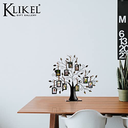Klikel Family Tree Picture Frame Display With 10 Hanging Picture Photo Frames - Large 20 X 18 Metal Tree - 10 Ornamental 2X3 Frames #TOP4