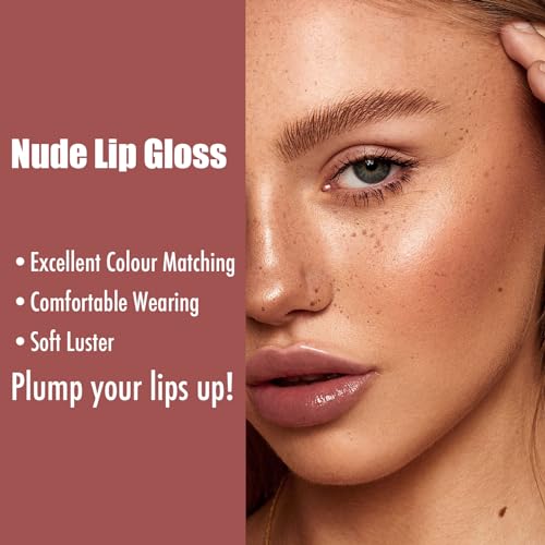 Nude Lip Gloss, Natural Lipgloss Lipsticks for Women Long Lasting, Moisturizing Lipstick Lip Tint Lip Plumper, Hydrating Lip Stain Plumping Clear Lip Gloss - Image 4