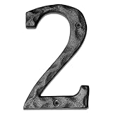 5 Inch High House Numbers-Unique Solid Hammered Style Cast Iron Home Address Numbers/Mailbox Numbers/Black/Number 2