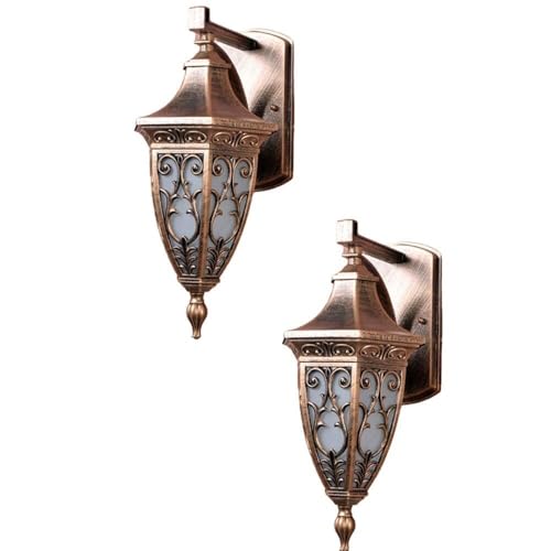 Applique murale extérieur rétro bronze en aluminium injecté et verre dépoli