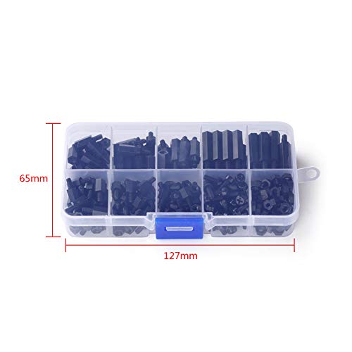 Iflight 220Pcs M3 Nylon Black Hex Screw Nut Circuit Spacer Pcb Board Pillars Standoff Assorted Kit With Detachable Plastic Box For Rc Model Building #TOP3