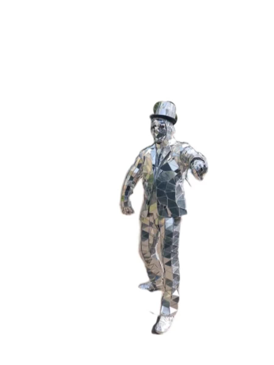 Mirror Man Show Suit Men Stage Dress Performance Halloween Mask Costume Glass Cosplay Christmas Clothing XL silver