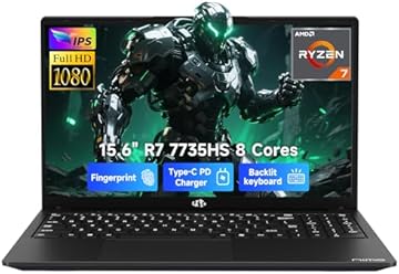 NIMO 2025 Light-Gaming-Laptop, 15.6" AMD 8 Cores Ryzen 7 7735HS (Up to 4.75GHz, Beat i7-12650H) 64GB DDR5 RAM 1TB SSD IPS FHD Computer with Radeon 680M 100W Type-C Backlit KB Fingerprint