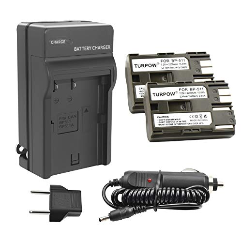 TURPOW BP-511 BP-511A Battery Charger 2 Pack 7.2V 2200mAh Compatible with Canon EOS 5D 50D 40D 20D 20Da 30D 10D Digital Rebel 1D D60 300D D30 Kiss Powershot G5 G2 G3 G6 G1 Pro 1 Pro90 Pro 90IS TURPOW BP-511 BP-511A Battery Charger 2 Pack 7.2V 2200mAh Compatible with Canon EOS 5D 50D 40D 20D 20Da 30D 10D Digital Rebel 1D D60 300D D30 Kiss Powershot G5 G2 G3 G6 G1 Pro 1 Pro90 Pro 90IS