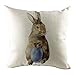 Produktbild NEEKY Kissen Dekokissen Sofakissen Kissenhülle Zierkissen Kopfkissen Kissenbezüge - Ostern Schlafsofa Dekoration Festival Kaninchen 45cmX45cm Kissenbezug