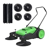 KARHDIR 41' Walk-Behind Hand Push Floor Sweeper, 15 Gal Large Capacity, Folding Handle, 46000 SqFt/Hour Indoor & Outdoor Use, Ideal for Large Area Cleaning in Stores Farms Warehouses Stable