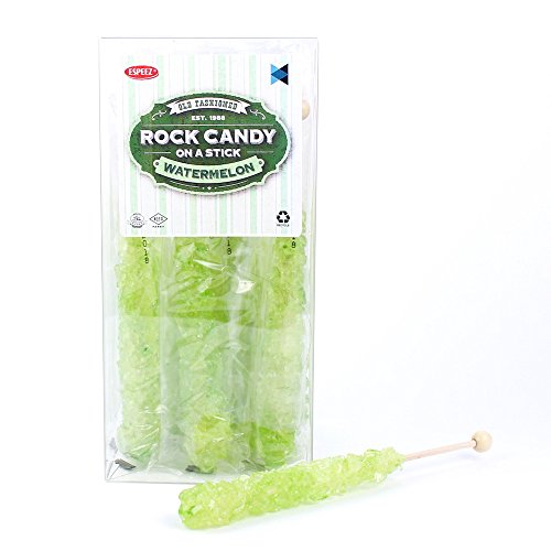Extra Large Rock Candy Sticks: 12 Watermelon Lollipop - Light Green Rock Candy Sticks - Individually Wrapped - Espeez Rock Candy Sticks for Candy Buffet, Birthdays, Wedding, Receptions and Baby Shower