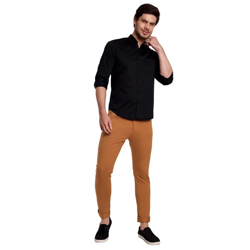 Image of ONE SKY Premium Men's Flexi Waist Casual Pants Cotton Blend Stretchable Chinos | Slim Fit Stylish Office Fashion Trousers for Office, Party | Men Formal Pant