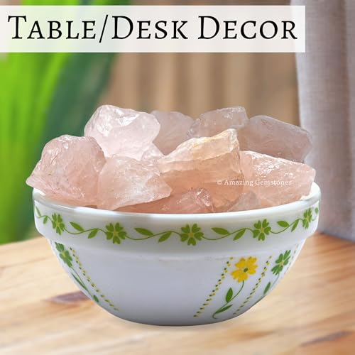 Image of Amazing Gemstone 2 Pieces Star Rose Quartz Raw Crystals and Healing Stones, Natural Rocks for Tumbling and DIY Raw Stones and Crystals