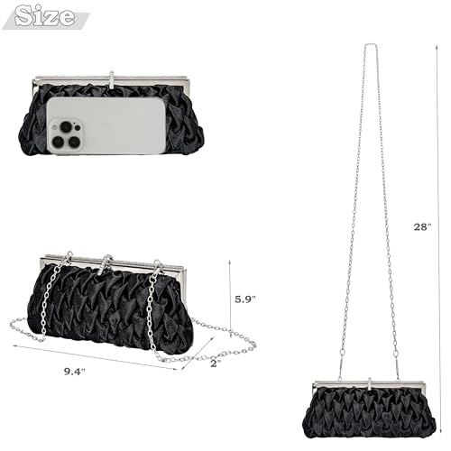 Image of Classic Satin Clutch Bag Diamante Embellished Formal Evening Handbag for Wedding Prom Party Purses