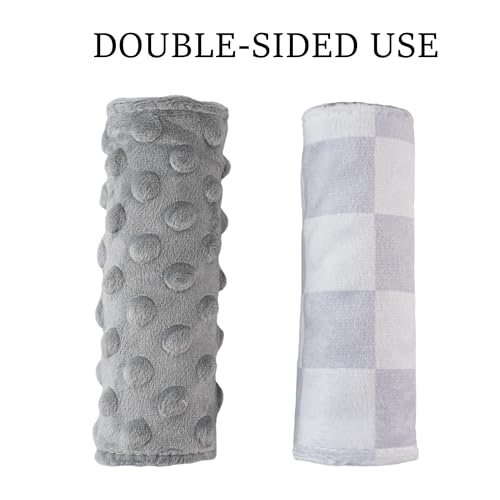 Image of Carseat Strap Covers for Babies, Ultra Soft Double-Sided Use Shoulder Covers, 2 Pack Infant Seat Belt Covers for Car Seats /Strollers /High Chairs, for Baby Toddler Infant Boy Girl, Gray Checkered