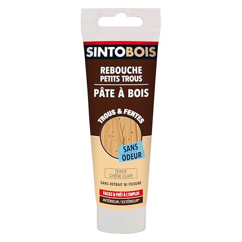 SINTOBOIS - Rebouche Petits Trous - Pâte à Bois Sans Odeur - Prêt à l'Emploi...