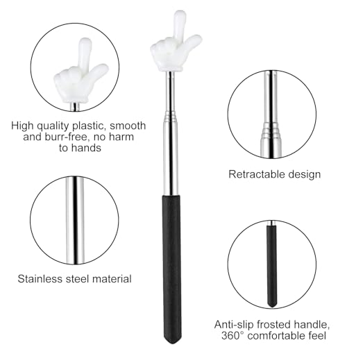 2 Stück Zeigestab Ausziehbar, Teleskop Lehrer Zeiger, Klassenzimmer Finger Zeigestock, Edelstahl Ausziehbarer Zeigestab für Unterricht im Klassenzimmer, Vorlesungen und Lesen-Schwarz&Blau