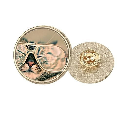 Broche ronde en métal doré avec lunettes d'animaux au design artistique raffiné M