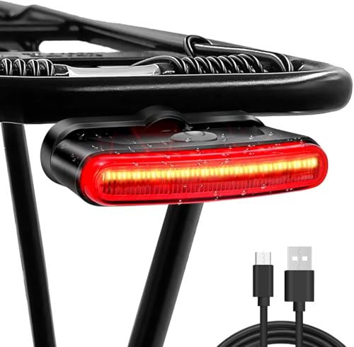 G2FS LITH 150 Lumens Rechargeable Bike Tail Light, IPX6 Waterproof Bicycle Rear Cycling 220° Wide Visible Safety Flashlight, 5 Light Mode Road Mountain Night Ride Hiking, Cycling, Camping, Boating