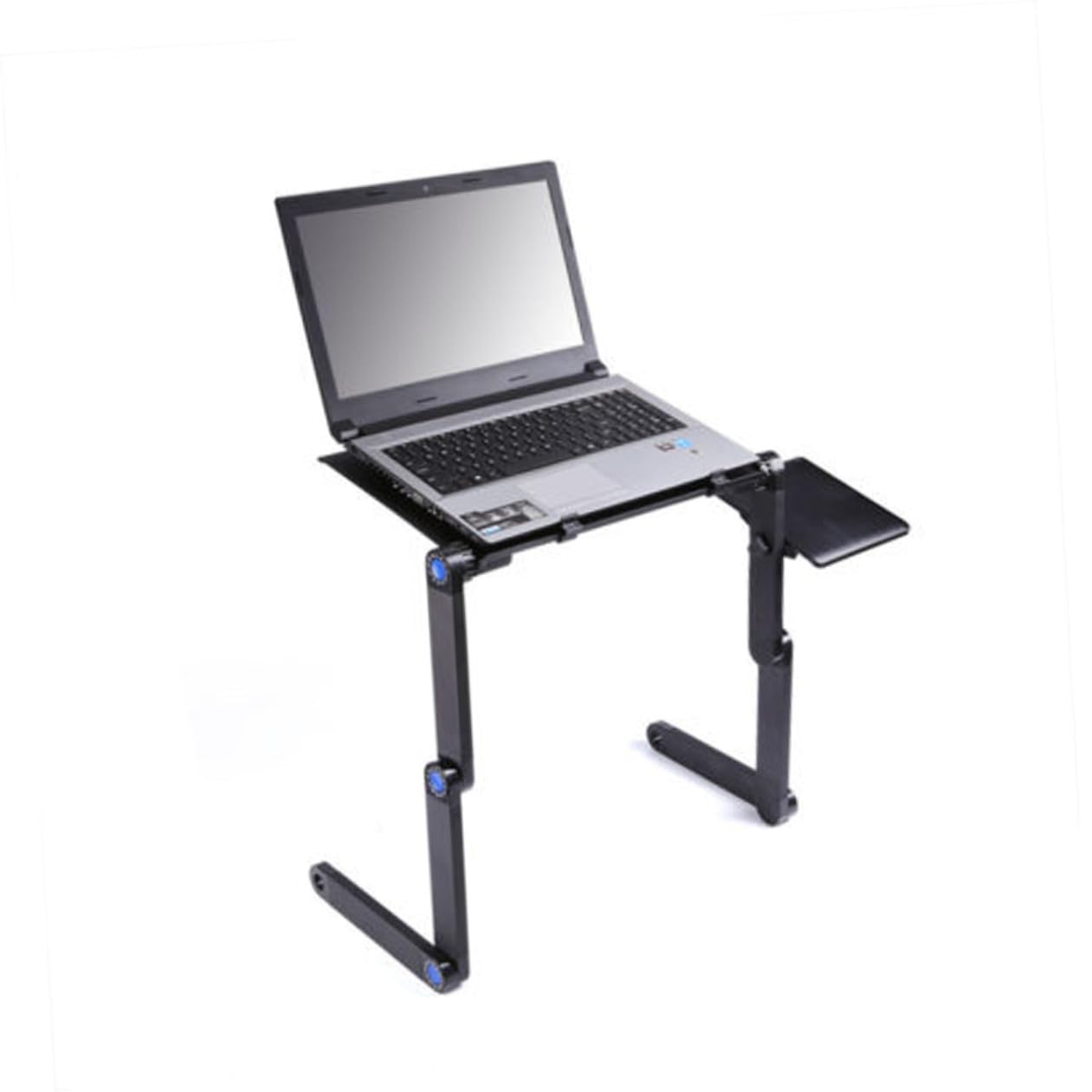 Uonlytech Support Laptop Réglable Portable avec Bureau Pliant Et Tapis De Souris Latéral Bureau Noir pour Ordinateur Portable