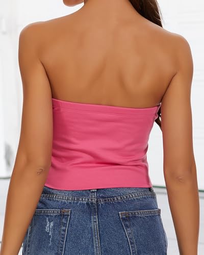 Image of Summer Tube Tops Basic Crop Tops for Women Strapless Tank Casual Tunics Sexy Short Shirts 2026