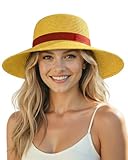 Senker Fashion Sun Hats for Women UV Protection, Packable Wide Brim Straw Hat for Men Beach Summer Vacation Travel Yellow