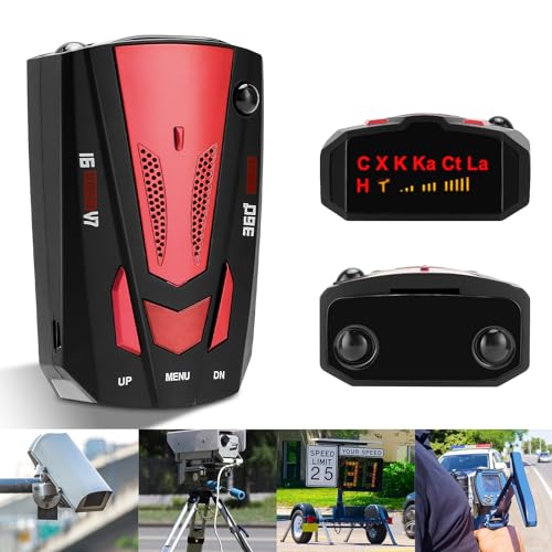 Détecteur de radar de voiture, alerte de vitesse vocale 2024, surveillance à 360 degrés, alarme de vitesse en temps réel avec mode urbain/banlieue, écran LED GPS intégré, idéal pour les maris, les