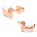Monkimau Pendientes para mujer Dachshund Dog Pendientes de plata de ley 925 con baño de oro rosa
