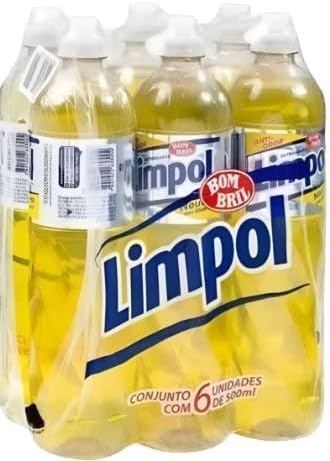 6 Detergente Líquido Neutro Frasco 500ml - Limpol