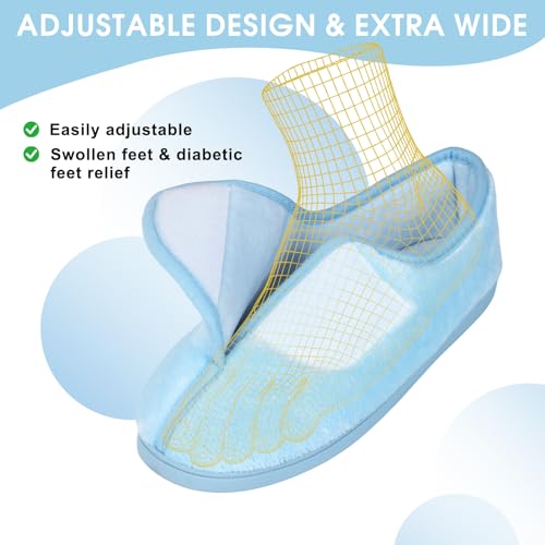 Image of Git-up Women Soft wide Slippers Memory Foam Closed Toed Diabetic Arthritis Edema House Slippers
