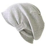 CHARM 日本製 100%オーガニックコットン ストレッチ 医療用帽子 [ フリーサイズ/ライトグレー ] 大きいサイズ コットン帽子 レディース