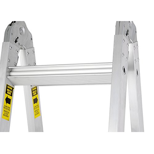 TOPRUNG 12ft. 2IN1 Aluminum Extension Ladder, Multi-Purpose Step Ladder with Bulit-in Wheels, 300lbs Duty Rating