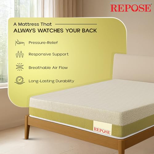 Image of Repose Latexo Natural Latex Mattress | 5 Years Warranty,Queen Size Bed, Medium Firm, HR Foam with Latex, 6 Inch (72x60x6 Inchs)