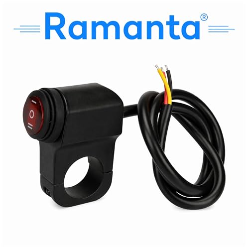 Image of Ramanta Motorcycle Handlebar ON-OFF-ON Switch | 12V DC CNC Cast Aluminum | Waterproof 3 Way Function | Light Control Handlebar Mounting Switch Universal for All Motorcycle & Bikes (Pack of 1)