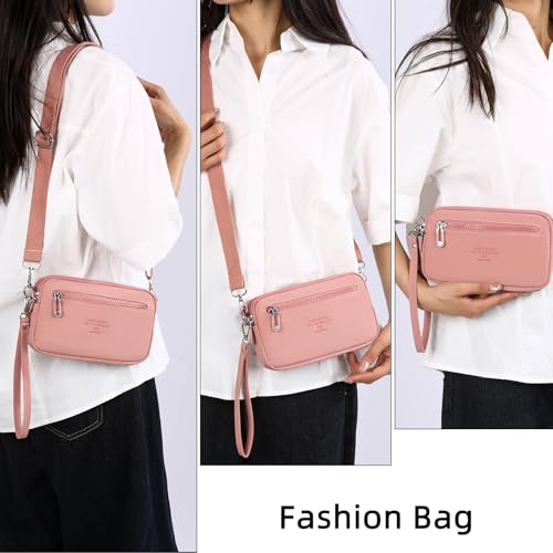 Image of JANKS Small Crossbody Bags for Women Wristlet Wallets Nylon Shoulder Bag with 4 Zipper Carry All Purse Credit Card Holder