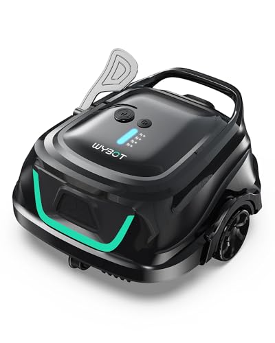 WYBOT A1 Robotic Pool Cleaner–Dual-Layer Filtration, Powerful Suction,130-Min Runtime, Powerful Cordless Pool Vacuum for Above-Ground & Flat Pools up 1100 Sq.ft.,4 Cleaning Modes(Black Green)