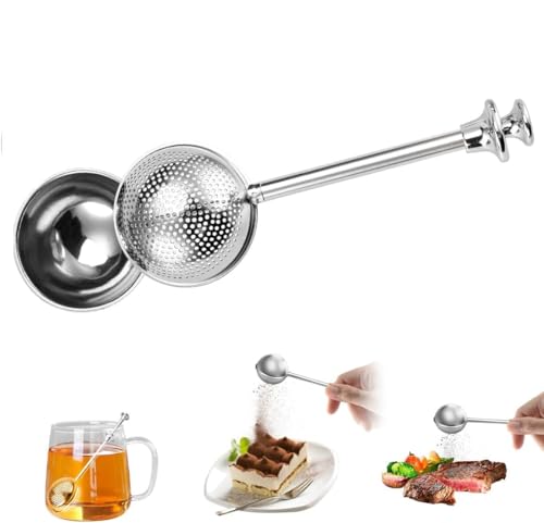 Stainless Steel Tea Infuser for Loose Leaf Tea - Reusable Fine Mesh Tea Interval Diffuser,Premium Tea Strainers & Filters with Handle for Cup and Teapot (Half Mesh*1)