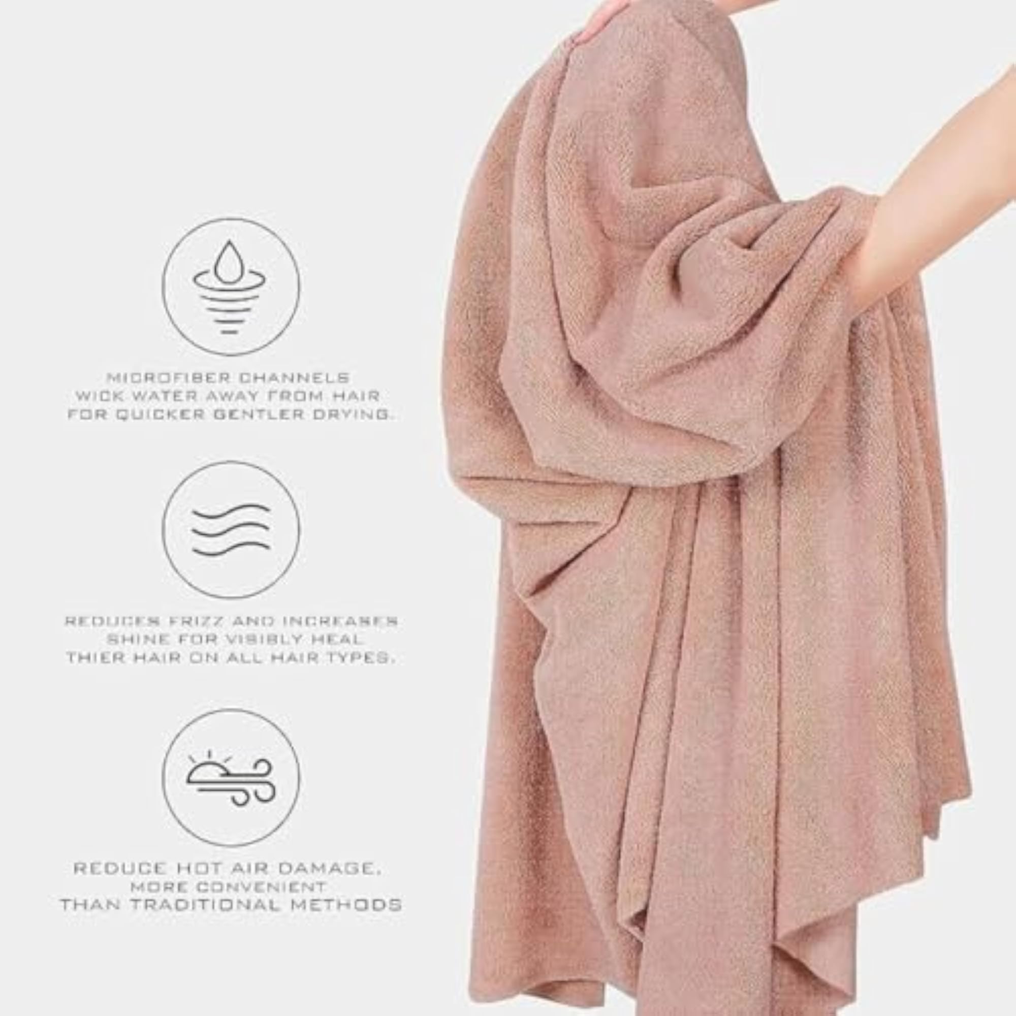 Crystal Microfiber Hair Towel Wrap, Pack of 2
