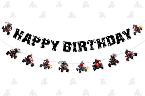 JOYMEMO Four Wheeler Birthday Banners, Off Road Car Birthday Decorations for...