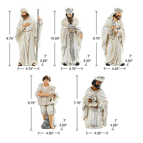 Image of Glitzhome 12Pcs Ivory Resin Nativity Figurines Set Christmas Nativity Sets Tabletop Scenes Ornaments Xmas Nativity Collectible Figurines Indoor Decor Miniatures Statues Figures10.00 inch x 26.00 inch