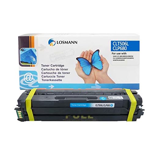 LOSMANN 1 x cyan toner kompatibel för Samsung CLT-506L CLT-C506L C506 för Samsung CLP-680 CLP-680DW CLP-680ND CLX-6260FD 6260FR CLX-6260FW CLX-6260ND CLX-6260 Premium Line laserskrivare 3 500 sidor