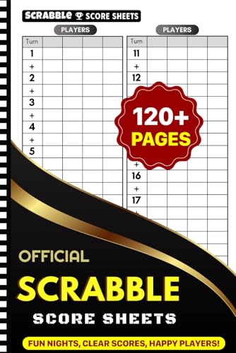 Official Scrabble Score Sheets: Large Print 120+ Score Pads for Scorekeeping, Size 6 x 9 inches