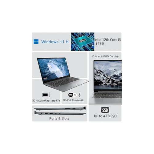 Image of Lenovo IdeaPad Business & Student Laptop Computer | 15.6 Inch FHD | Intel 12th Gen 10-Core i5 CPU | 16GB RAM, 512GB PCIe SSD | Intel Iris Xe Graphics | WiFi 6 | SD Card Reader | Copilot AI | Win 11