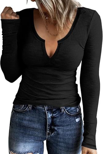 TrendiMax Damen Langarmshirt Gerippt Stretch Pullover Elegant Langarm...