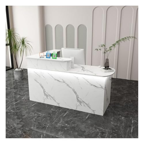 Elegante escritorio de piedra blanca elegante para oficinas, boutiques y tiendas minoristas, estación de trabajo de cajero para dar la bienvenida a los invitados