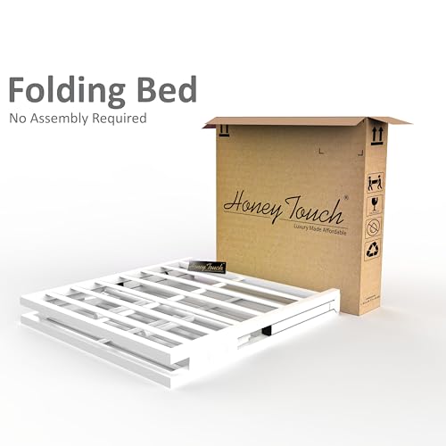 Honey Touch Folding Bed | Metal Single Size For Sleeping Guest Bed Easily Storable, Glossy, White - Image 6