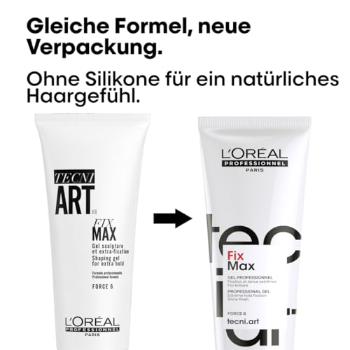 L’Oréal Professionnel Flexibles Haargel für einen optimalen Halt den ganzen Tag über, ohne das Haar zu fetten oder schwer zu machen, Tecni.ART, Fix Max Gel, 200ml