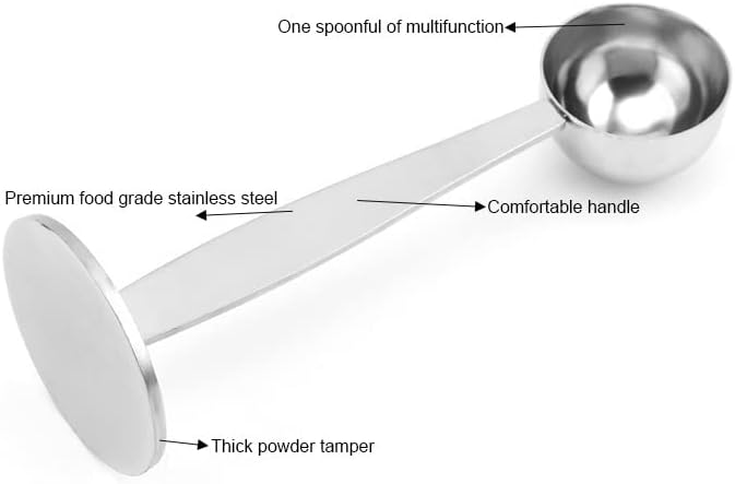 Miniatura 6 de Cuchara de café portátil de acero inoxidable soporte 2 en 1 café en polvo cuchara cuchara herramientas