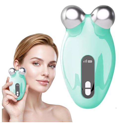 Microcurrent Facial Device, 5 Intensity Levels Face Massager with Red Light Therapy, Portable Microcurrent Facial Roller for Wrinkles, Toning & Skin Tightening
